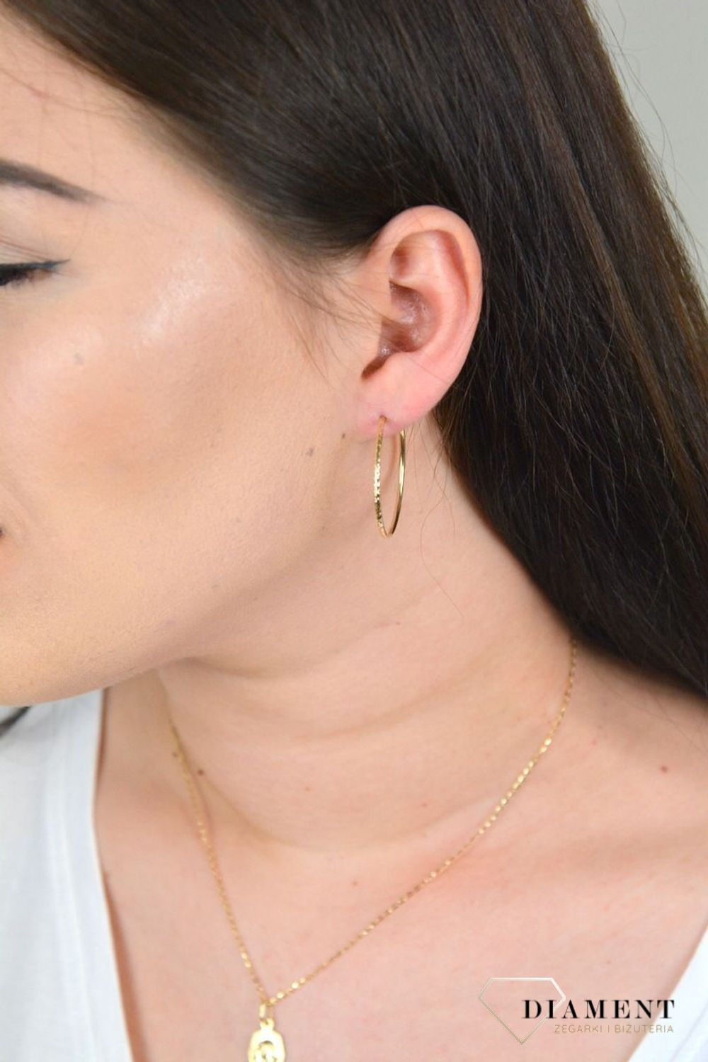 Złote kolczyki grawerowane koła 3 cm KL 9823A.jpg